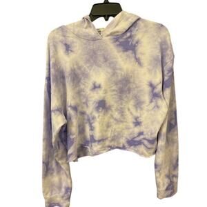 NWOT Caution To The Wind NWOT Crop Hooded Purple Tie Dye Sweatshirt Large Small